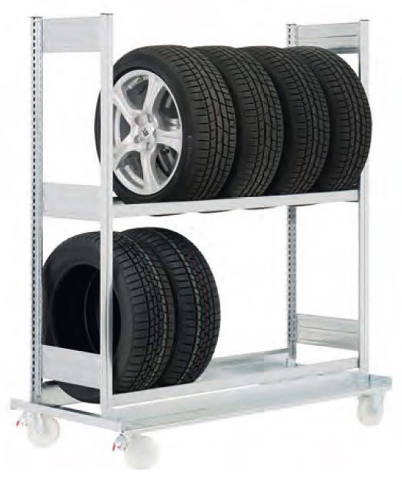 Reifenregal verfahrbar - Reifenlagerung platzsparend und sachgerecht