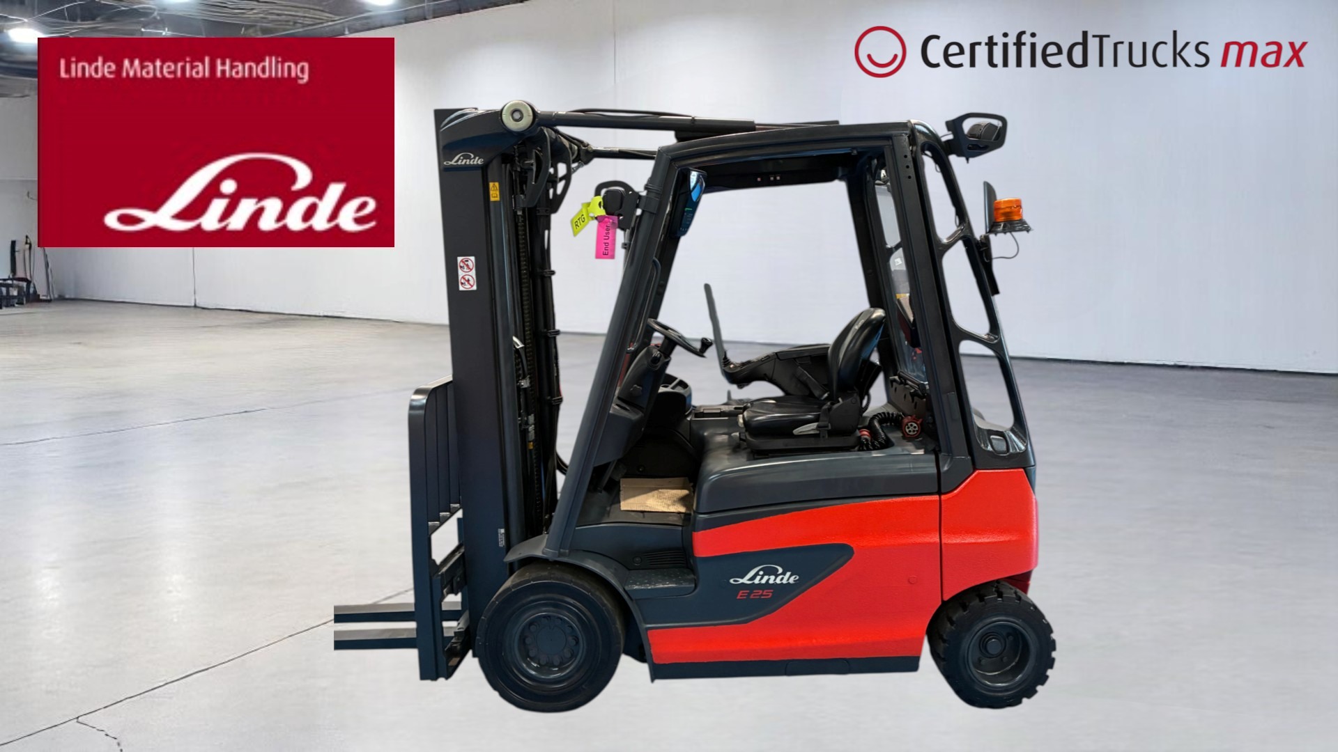 Linde Certified Used MAX Forklift E25 - 2019 - 3388 hrs Linde Certified Used MAX Forklift E25 - 2019 - 3388 hrs